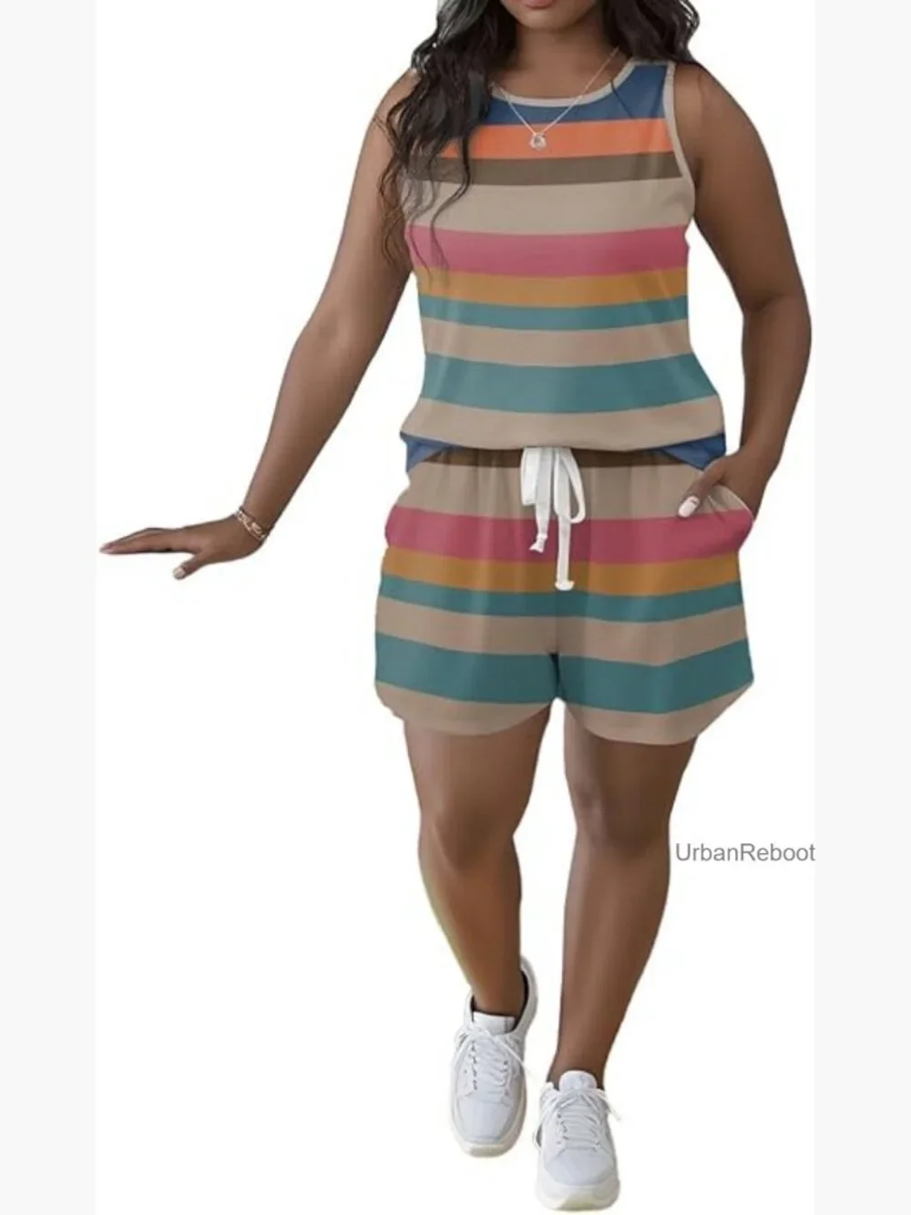 Two Piece Lounge Set Sleeveless Tank Top & Shorts Matching Sets